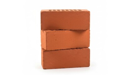 Three stacked red-orange bricks, aligned vertically, on a clean white background