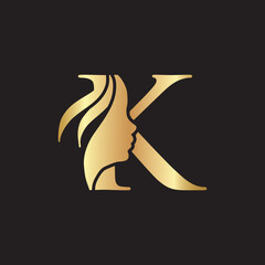  Letter logo K with beauty concept Premium Vector