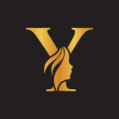  Initial letter Y luxury beauty logo