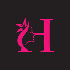  Abstract Initial letter H with natural beauty logo design