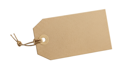 Blank tan price tag on white background with copy space  