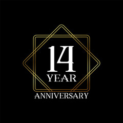 14 year anniversary wedding celebration design text vector illustration.