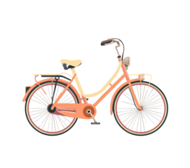 Orange and Cream Bicycle Graphic isolated on a transparent background