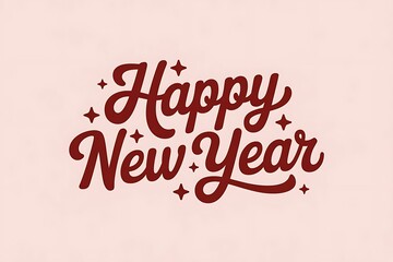 Fototapeta premium Happy new year lettering on light pink background for holiday celebration card