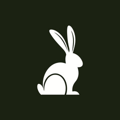 Modern rabbit silhouette logo on dark background, perfect for minimalist, luxury, or nature-themed projects.