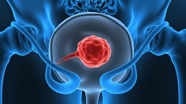 A 3D medical animation of bladder cancer