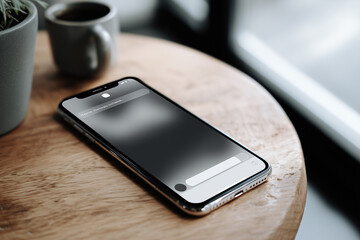 Smartphone black and white. Messenger window. Chating and messaging concep