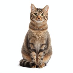 Stunning tabby cat showcasing its unique M shape on a bright background
