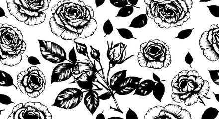 Seamless Hand-Drawn Rose Pattern in Vintage Botanical Style

Black and White Rose Flower Illustration Seamless Background

Floral Line Art Pattern with Roses and Leaves