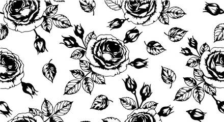 Seamless Hand-Drawn Rose Pattern in Vintage Botanical Style

Black and White Rose Flower Illustration Seamless Background

Floral Line Art Pattern with Roses and Leaves