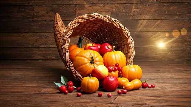 Autumn harvest cornucopia: vibrant pumpkins and gourds in sunlit display