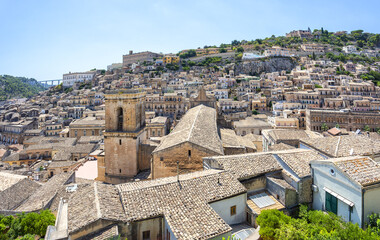 A beautiful view of the Baroque Town of Modica, Sicily