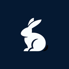 Modern rabbit line art logo on black background, ideal for minimal branding and lifestyle projects.