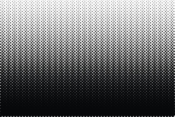 Halftone vector texture of gradient geometric circles in black. Seamless fading pattern. Abstract technological soft transition for background and backdrop. Gradient grid with transition.	