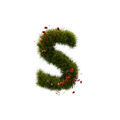 3D alphabetic grass and flower, Christmas wreath letter s lowercase