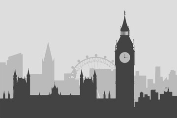 Obraz premium london skyline vector bigben tower bridge london eye historic landmarks