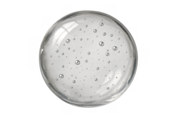 Clear gel drop with bubbles, transparent liquid sphere on alpha background, clean beauty cosmetic serum concept