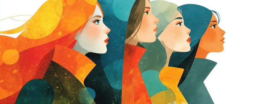 Colorful illustration of women in profile representing diversity and empowerment