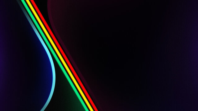 Colorful and glowing lines on black background with copy space. Abstract high resolution grainy and modern background. - Powered by Adobe