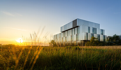 Modern Building in a field