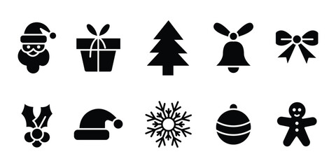 Christmas Doodle Icons . Hand-Drawn Winter Holiday Elements. Elegant Holiday Symbols. Collection of Christmas icons.