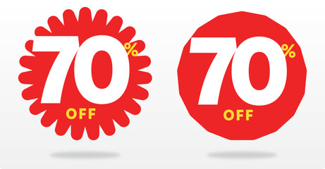 70% off, promo, discount, poster, company, sale, percent, purchase, offer, label, price, tag, sticker, business, banner, discount, advertising, template. Value, vector, shape, icon, set
