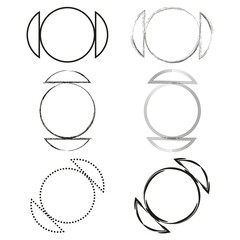 Geometric circle frames. Round outline borders. Abstract curve Vector element. Minimal graphic shapes set.