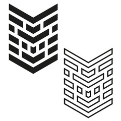 Chevron arrow icon. Geometric shape graphic. Tiled pattern Vector symbol. Solid outline element.