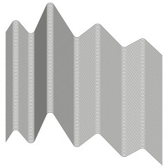 Folded grid surface. Wavy pleated pattern. Geometric shape Vector element. Abstract line structure.