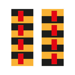 Abstract rectangle shapes. Stacked color block. Black red yellow Vector. Geometric stripe elements.