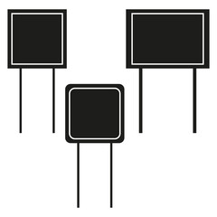 Blank sign boards. Road traffic notice. Advertising message Vector. Black simple frame