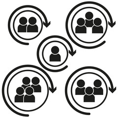 Group rotation arrow circles. Team meeting Vector process. Business communication cycle. Social network structure.
