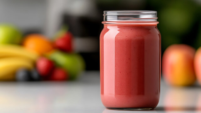 Enjoy a refreshing fruit smoothie, a delightful blend of nature's bounty. A tasty concoction perfect to enjoy on the go for a nutritious treat and delightful refreshment!