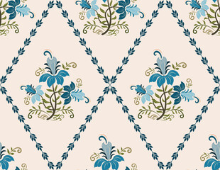 Vector Hand drawn colourful geometric flowers Motifs African boho paisley, seamless patterns with floral for fabric Ethnic Indian Pattern, textiles, clothing, wrapping paper, backdrop, banner.
