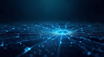 Futuristic shattered glass background with glowing blue cracks