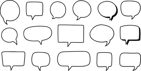 Obraz premium Hand Drawn Thought Bubbles Doodle Style Speech Cloud Elements for Communication Ideas on transparent background