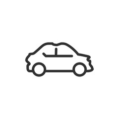 Damaged car, linear icon. Vehicle accident and repair. Line with editable stroke.