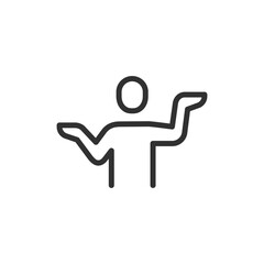 Person weighing options, linear icon. Decision making and comparison concept. Line with editable stroke.