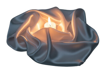 Glowing candle under fabric isolated on transparent background