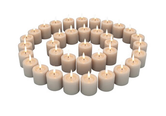 Circle of votive candles isolated on transparent background