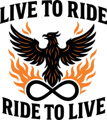 Obraz premium Biker Motto Phoenix Fire Infinity Symbol Design