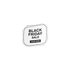 Black friday sale sticker with shop now button isolated on transparent background