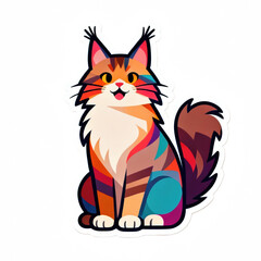 Obraz premium A cute sticker of a colorful Maine Coon cat png isolated
