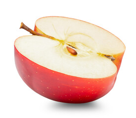 half of red apple isolated on white background. Clipping path