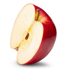 half of red apple isolated on white background. Clipping path