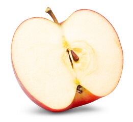 half of red apple isolated on white background. Clipping path