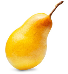 sweet yellow pear isolated on white background. Clipping path