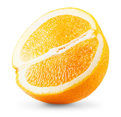 half of orange isolated on white background. Clipping path