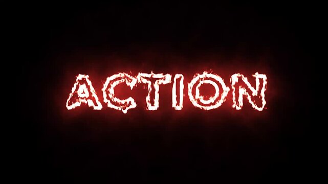 Glowing &ldquo;ACTION&rdquo; Fire Word Animation | Cinematic Text Effect