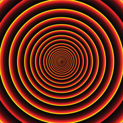 glowing concentric circles with red and yellow neon gradient rings creating a hypnotic depth illusion background for futuristic digital art, abstract design, and graphic visuals